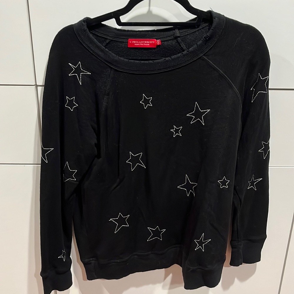 N:philanthropy black sweatshirt with stars